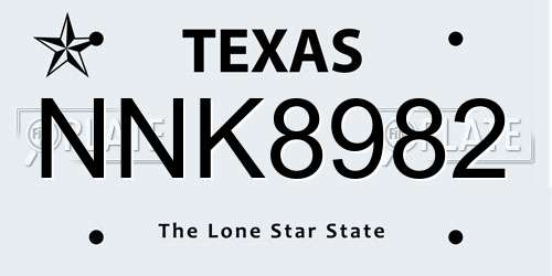 NNK8982 Texas License Plate