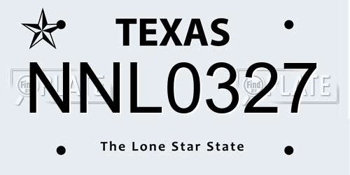 NNL0327 Texas License Plate