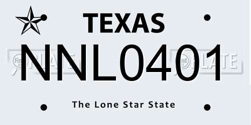 NNL0401 Texas License Plate
