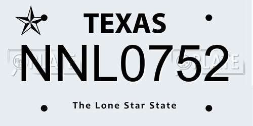 NNL0752 Texas License Plate