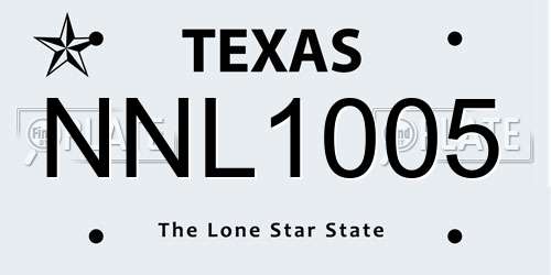 NNL1005 Texas License Plate
