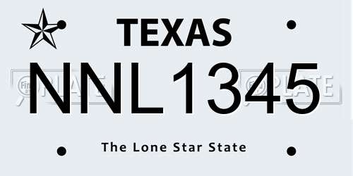 NNL1345 Texas License Plate