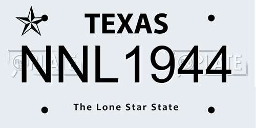 NNL1944 Texas License Plate