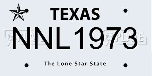 NNL1973 Texas License Plate
