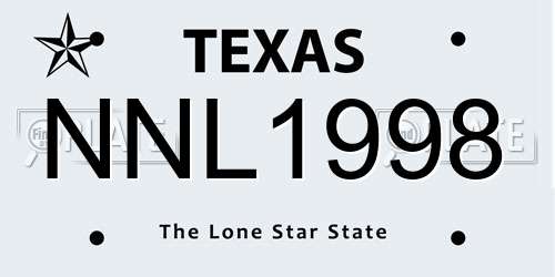 NNL1998 Texas License Plate