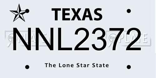 NNL2372 Texas License Plate