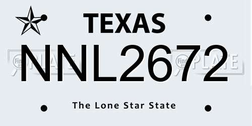 NNL2672 Texas License Plate