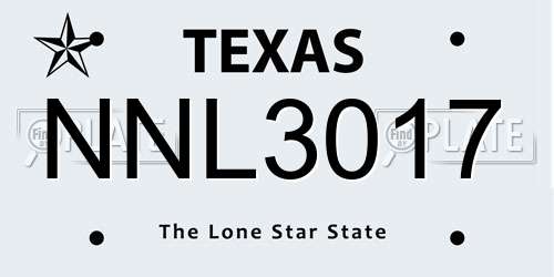 NNL3017 Texas License Plate