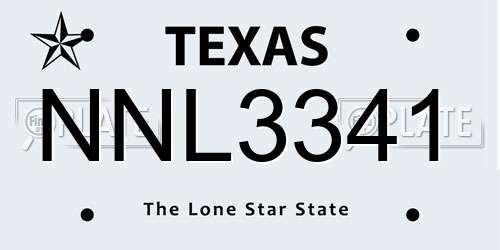 NNL3341 Texas License Plate