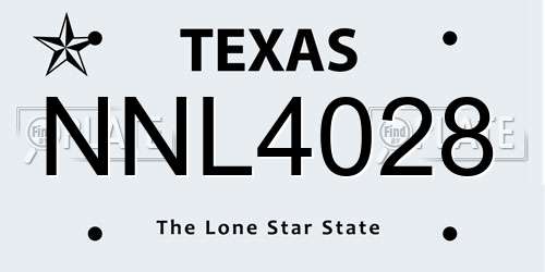 NNL4028 Texas License Plate