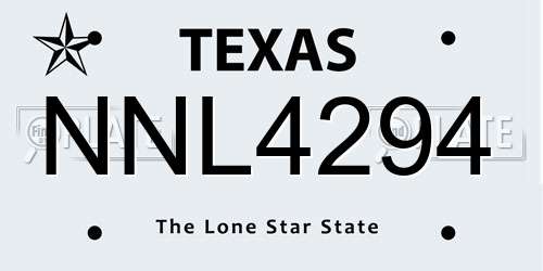 NNL4294 Texas License Plate