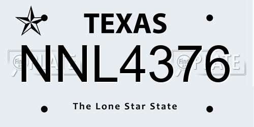 NNL4376 Texas License Plate