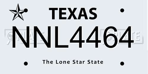 NNL4464 Texas License Plate