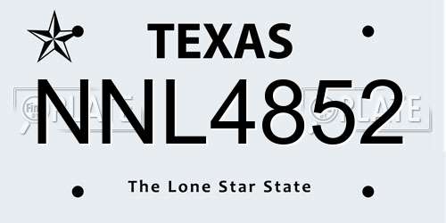 NNL4852 Texas License Plate