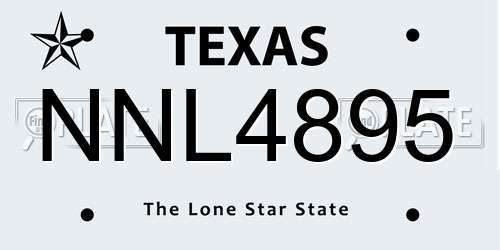 NNL4895 Texas License Plate