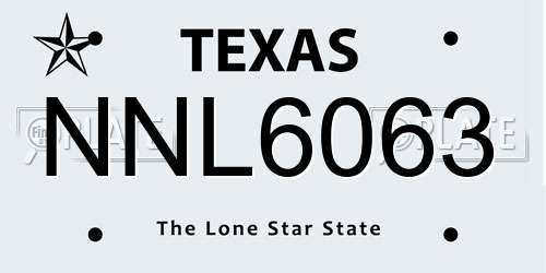 NNL6063 Texas License Plate