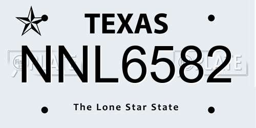 NNL6582 Texas License Plate