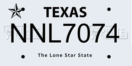 NNL7074 Texas License Plate