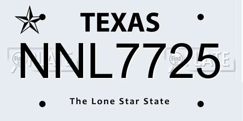 NNL7725 Texas License Plate