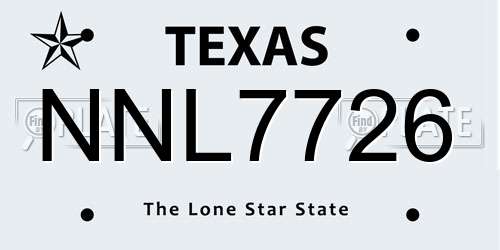 NNL7726 Texas License Plate