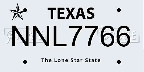 NNL7766 Texas License Plate