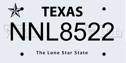 NNL8522 Texas License Plate