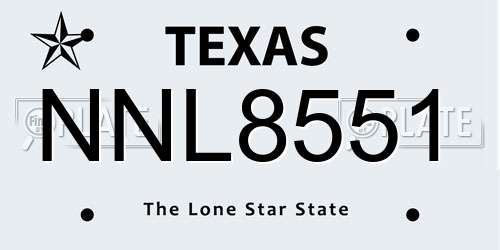NNL8551 Texas License Plate