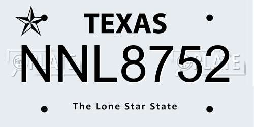 NNL8752 Texas License Plate