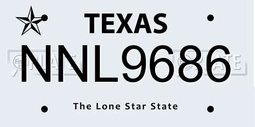 NNL9686 Texas License Plate