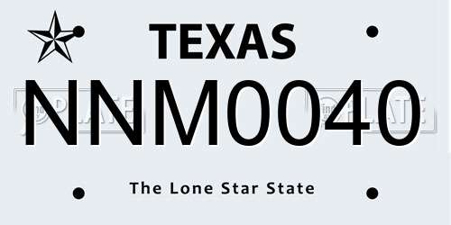NNM0040 Texas License Plate