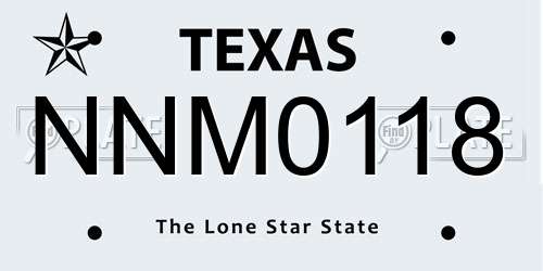 NNM0118 Texas License Plate