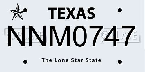 NNM0747 Texas License Plate
