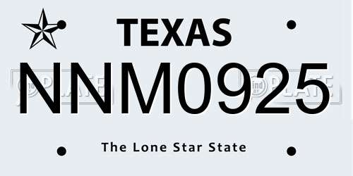 NNM0925 Texas License Plate