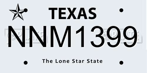 NNM1399 Texas License Plate