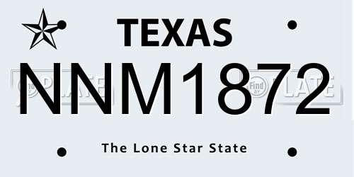 NNM1872 Texas License Plate