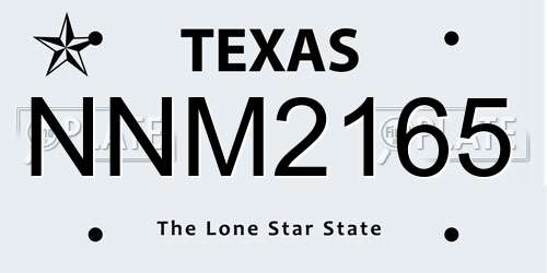 NNM2165 Texas License Plate