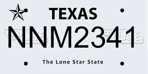 NNM2341 Texas License Plate