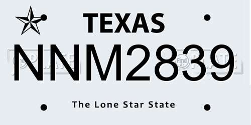 NNM2839 Texas License Plate