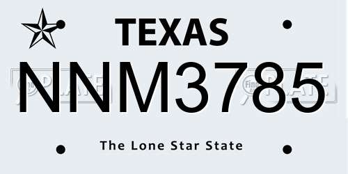 NNM3785 Texas License Plate