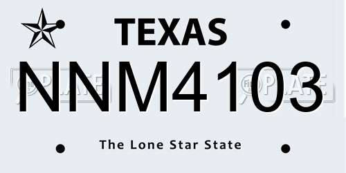 NNM4103 Texas License Plate