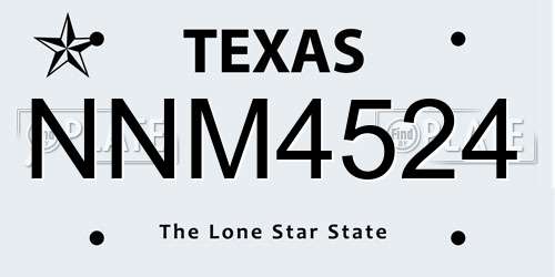 NNM4524 Texas License Plate