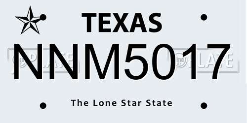 NNM5017 Texas License Plate