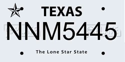 NNM5445 Texas License Plate