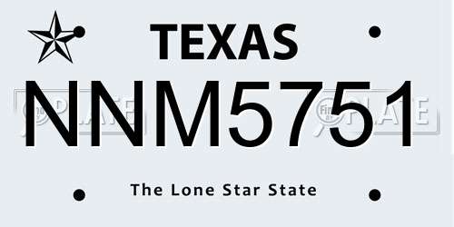 NNM5751 Texas License Plate