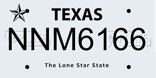 NNM6166 Texas License Plate