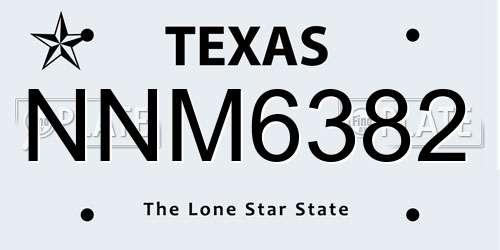 NNM6382 Texas License Plate