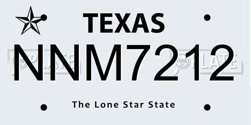 NNM7212 Texas License Plate