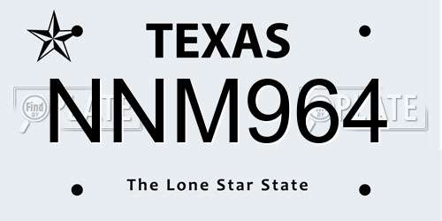 NNM964 Texas License Plate