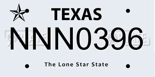 NNN0396 Texas License Plate