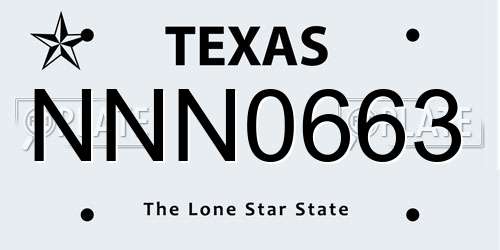 NNN0663 Texas License Plate